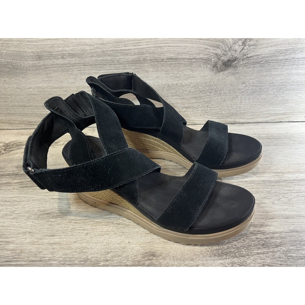 Ugg Ileana Black Espadrille Wedges Sandals Shoes Heels Pumps 10